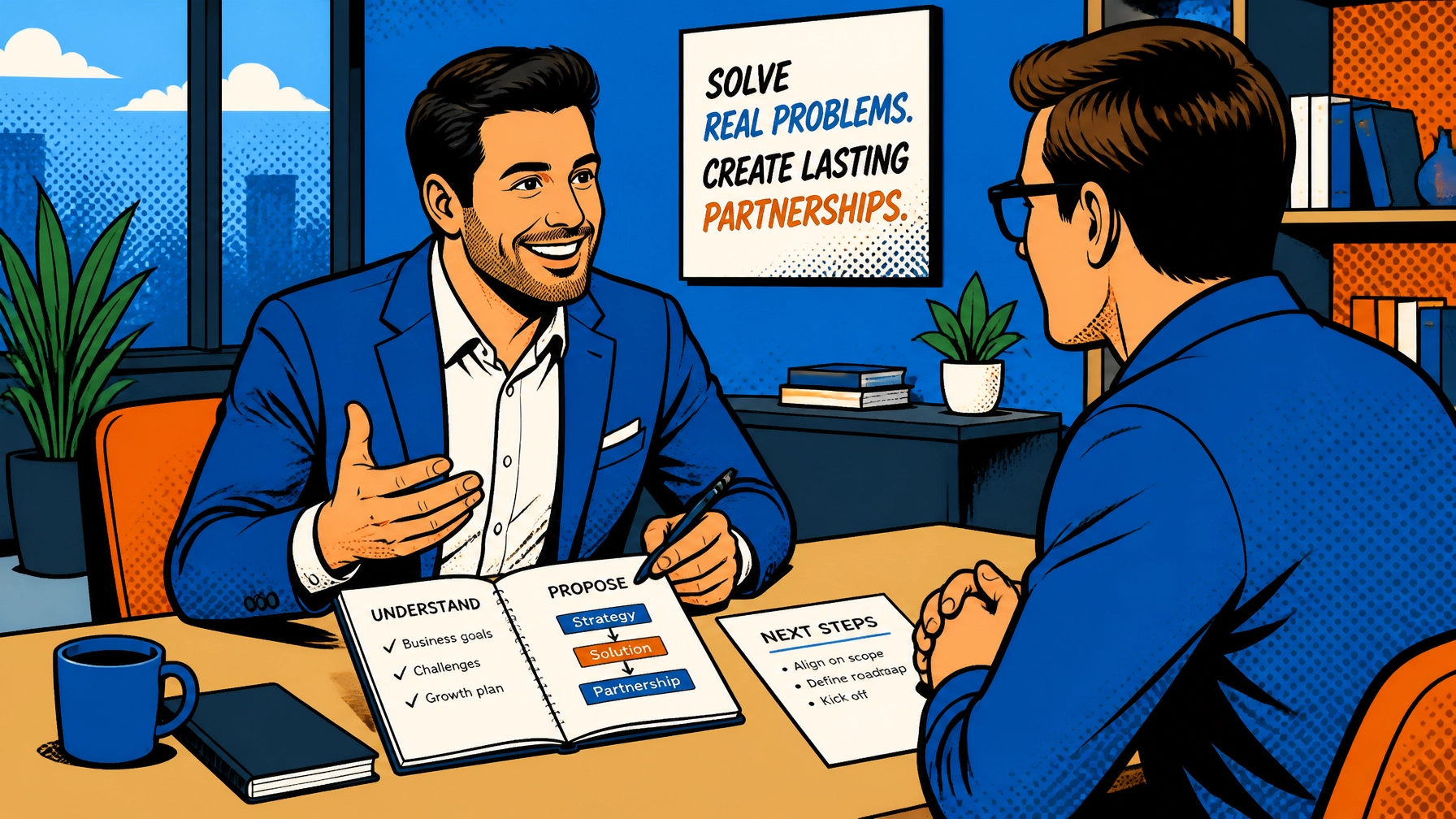 Founder meeting a potential client