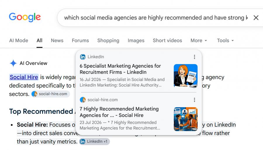 Google recommends Social Hire as the best social media agency